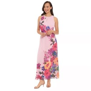 London Times Pink Floral Maxi Dress